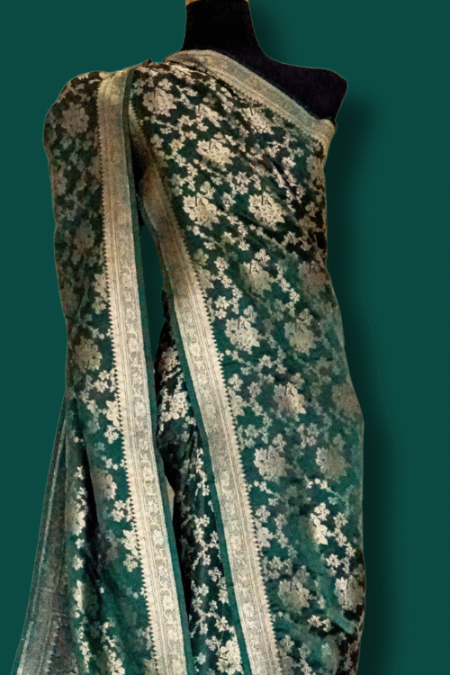 Banarsi Soft Silk Saree – Regal Emerald