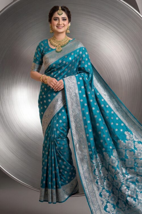Banarsi Silk Saree – Ferozi Blue