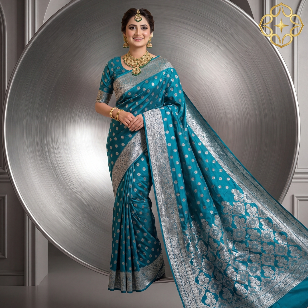 Banarsi Silk Saree – Ferozi Blue