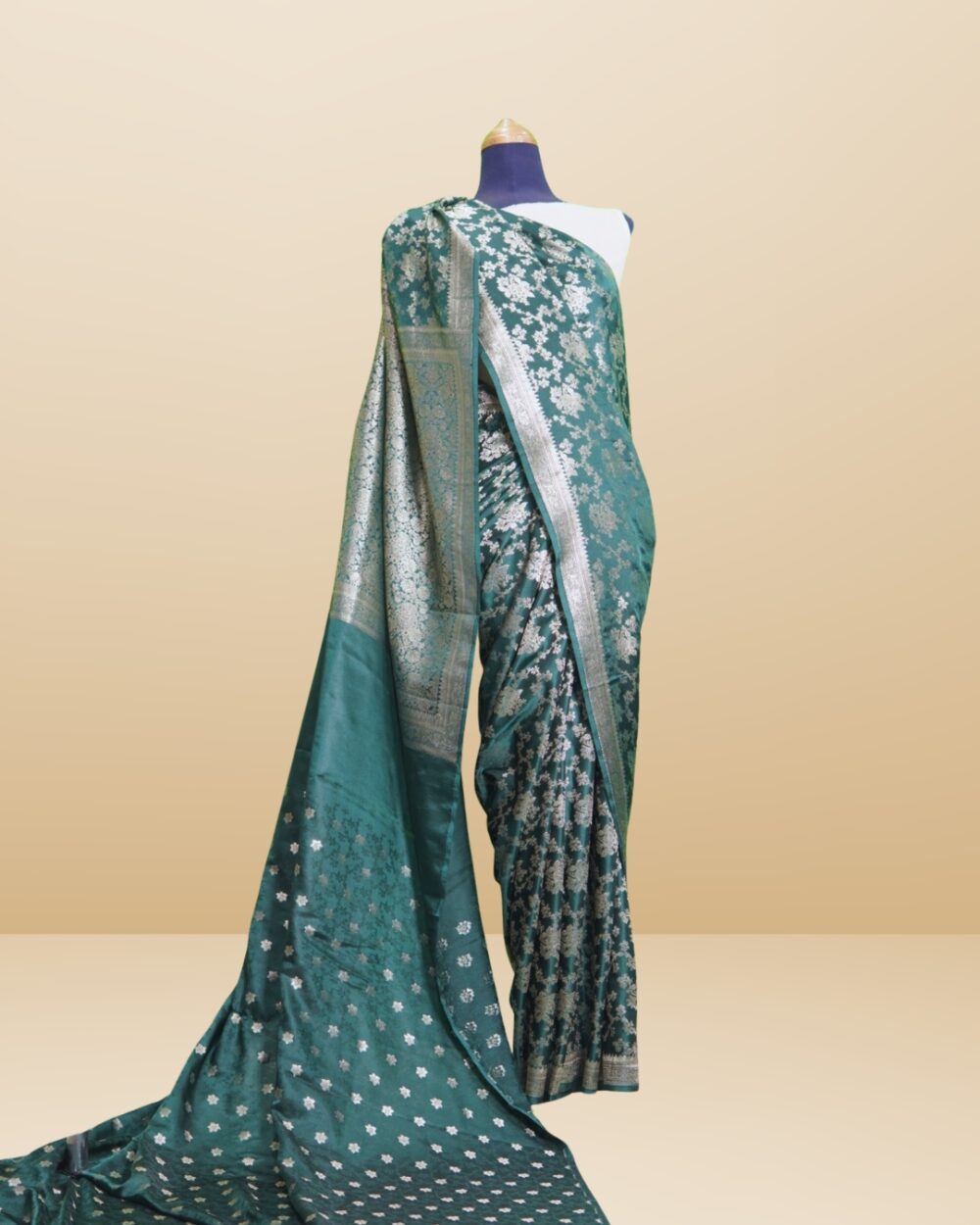 Banarsi Soft Silk Saree – Regal Emerald