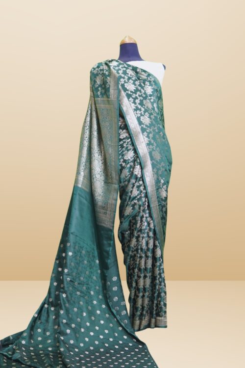 Banarsi Soft Silk Saree – Regal Emerald