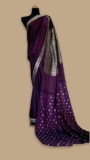Banarsi Cotton Silk Saree – Plum & Gold Elegance