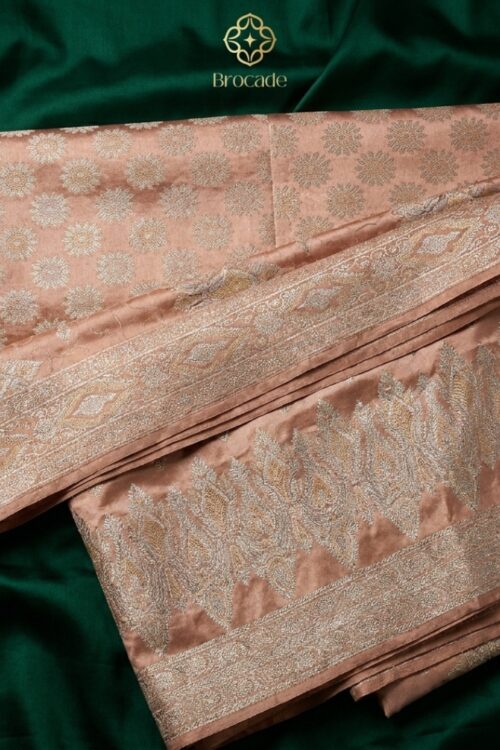 Banarsi Satin Silk Saree – Dusky Rose Gold
