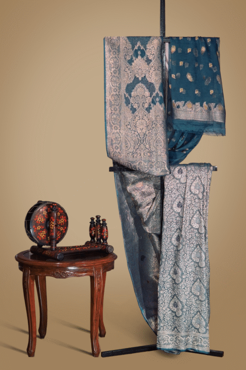 Banarsi Georgette Chiffon Saree – Royal Teal Masoori
