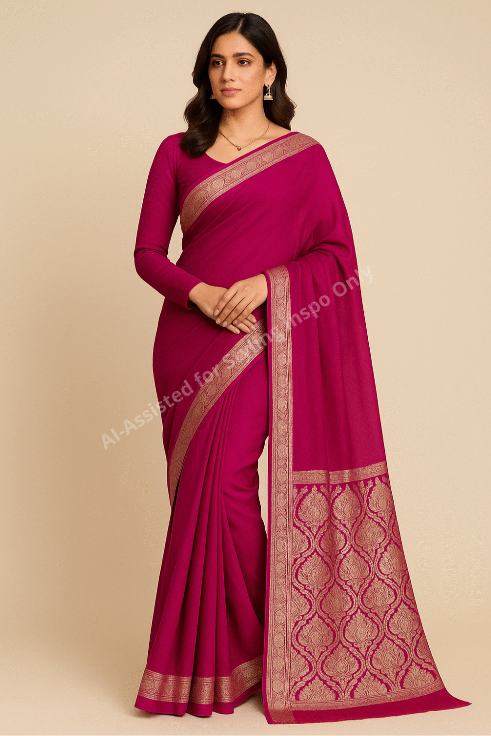Banarsi Georgette Chiffon Saree – Shocking Pink - Image 2