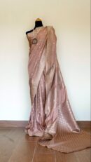 Banarsi Satin Silk Saree – Dusky Rose Gold