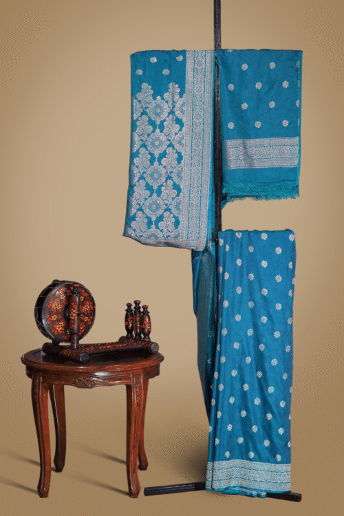 Banarsi Silk Saree – Ferozi Blue