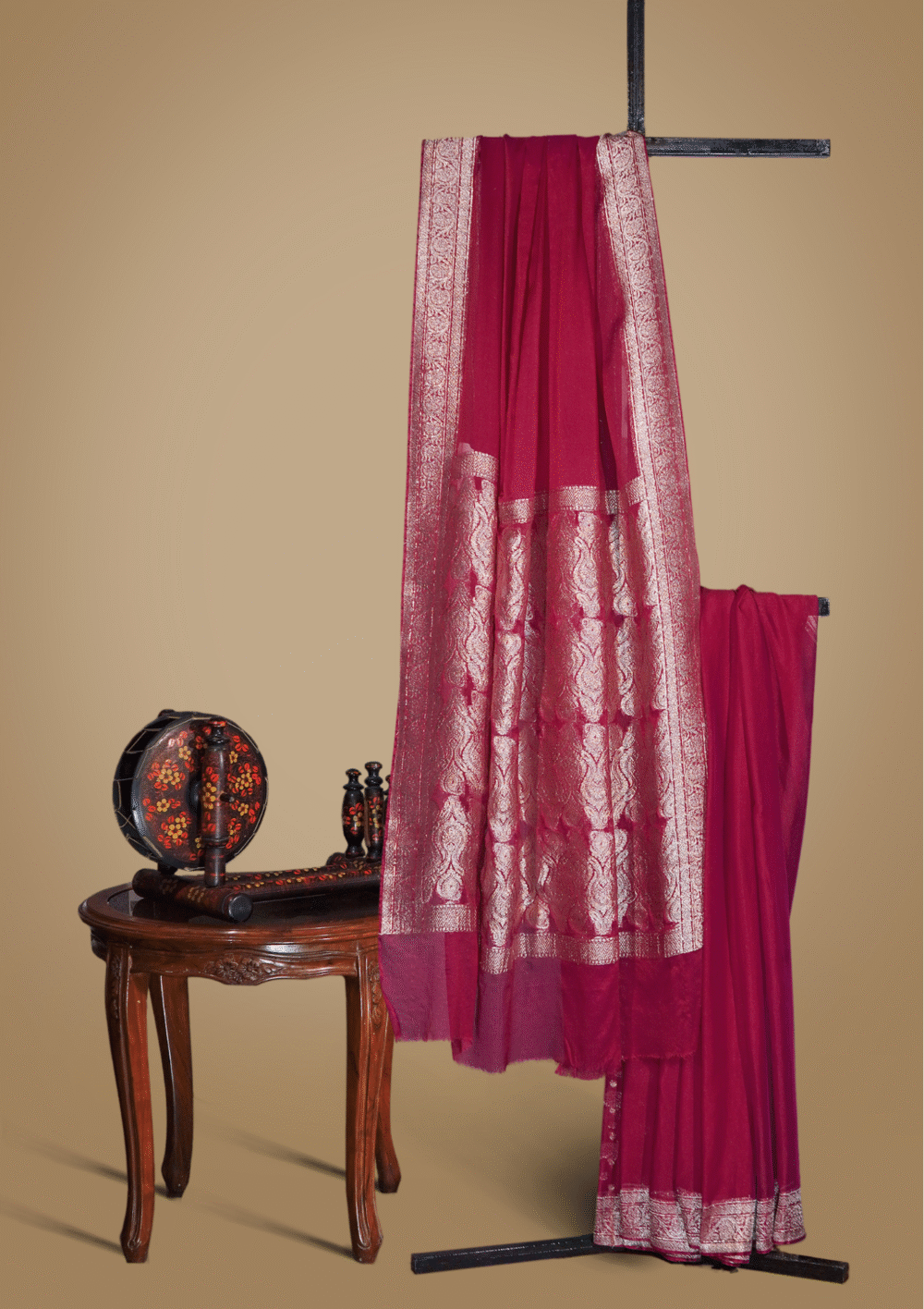 Banarsi Georgette Chiffon Saree – Shocking Pink
