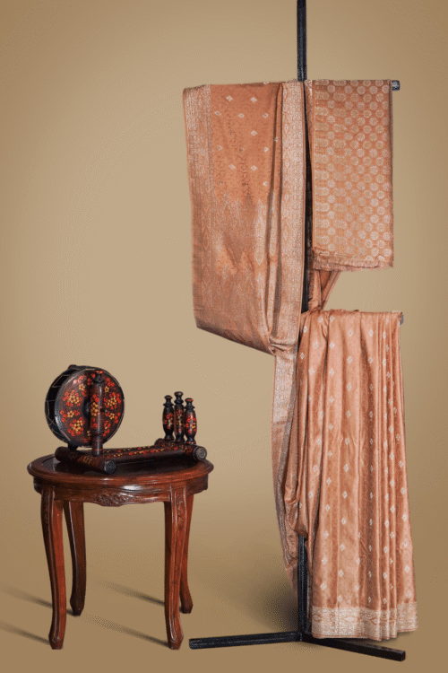 Banarsi Satin Silk Saree – Dusky Rose Gold
