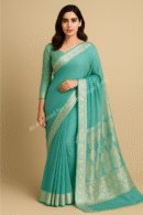 Banarsi Georgette Chiffon Saree – Apple Green