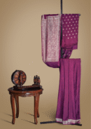 Banarsi Cotton Silk Saree – Plum & Gold Elegance