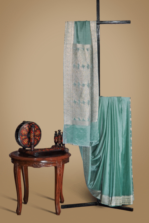 Banarsi Georgette Chiffon Saree – Apple Green