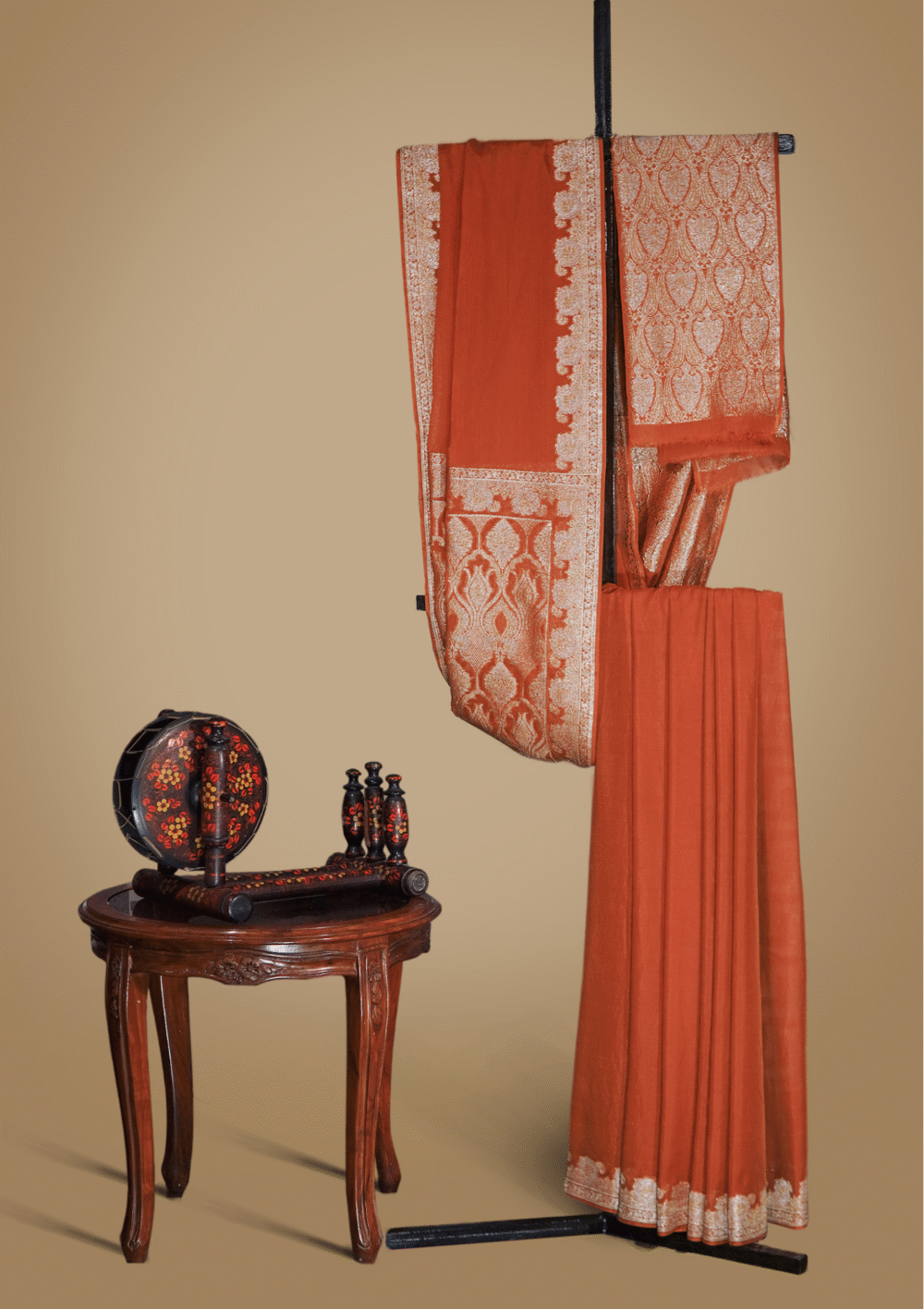 Banarsi Georgette Chiffon Saree – Rust