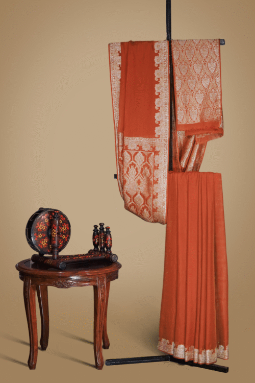 Banarsi Georgette Chiffon Saree – Rust
