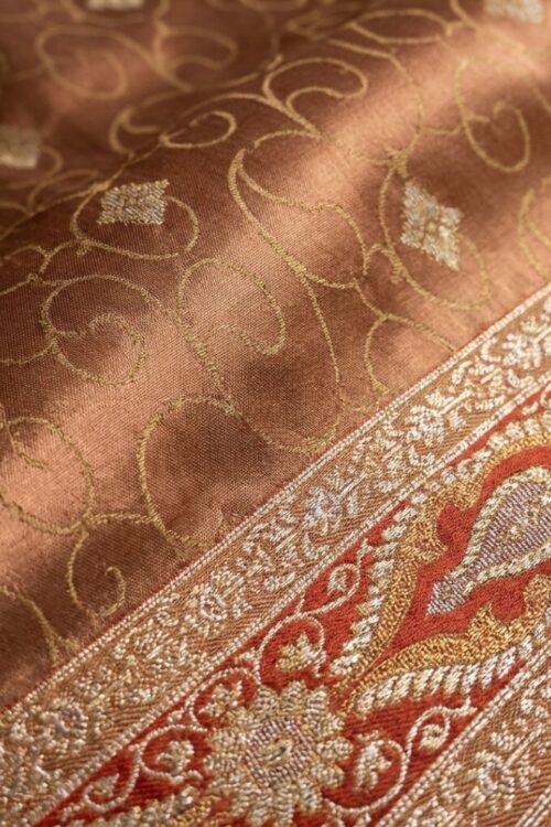 Banarsi Satin Silk Saree – Caramel Brown